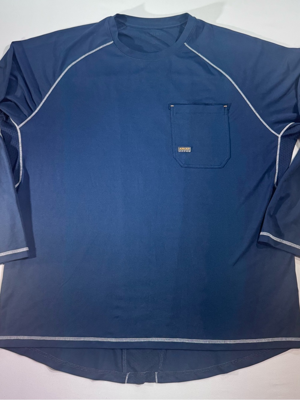 ARIAT Rebar Sunstopper Men’s Long Sleeve Pullover Work Shirt, Navy Blue, Size XL